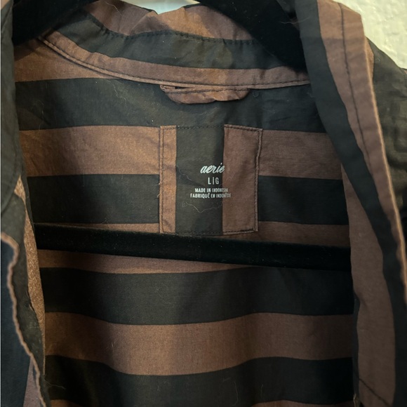 Aerie Brown and Black Striped Shirt/ Cover up Set - Picture 3 of 4